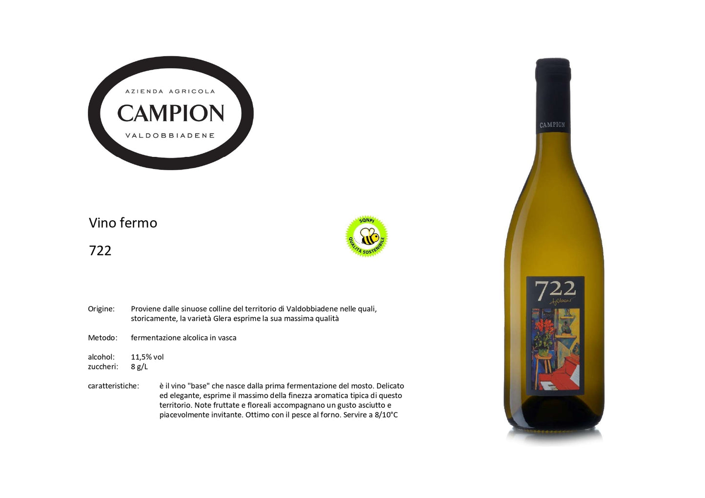 Vino Fermo Bianco 722 - 75CL - CAMPION