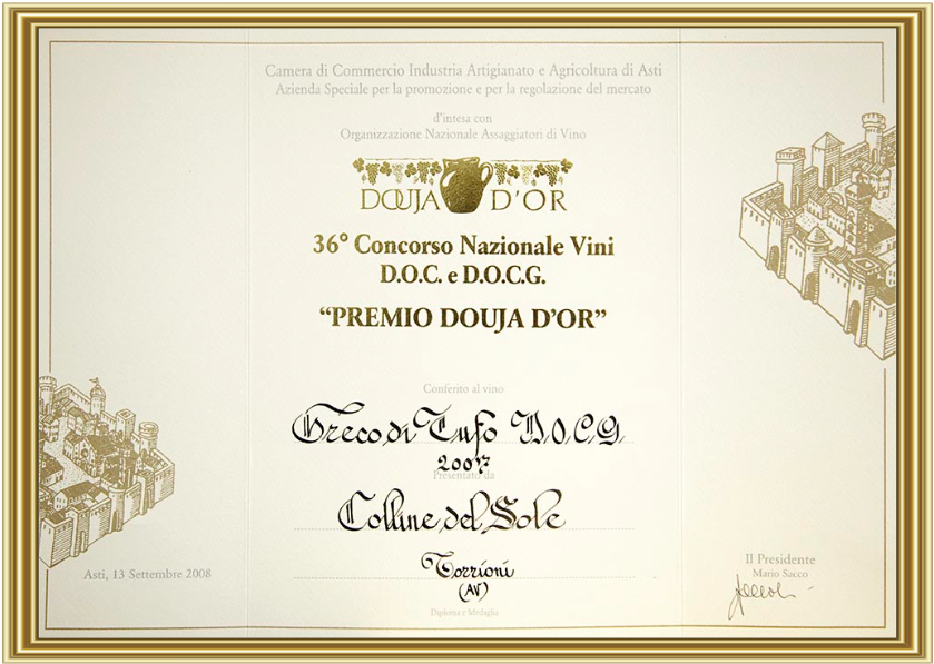 VINO BIANCO GRECO DI TUFO DOCG - 75CL - COLLINE DEL SOLE