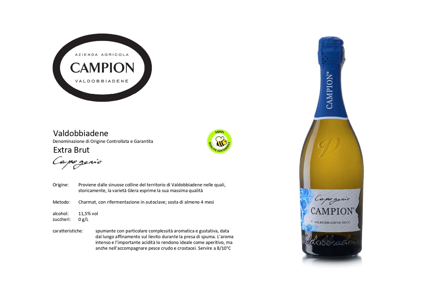 Prosecco Valdobbiadene Capogenio Extra Brut DOCG - 75CL - CAMPION