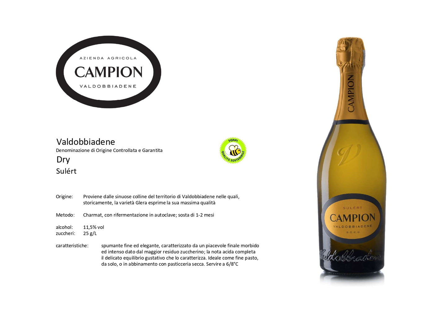 Valdobbiadene Sulert DOCG Dry - 75CL - CAMPION