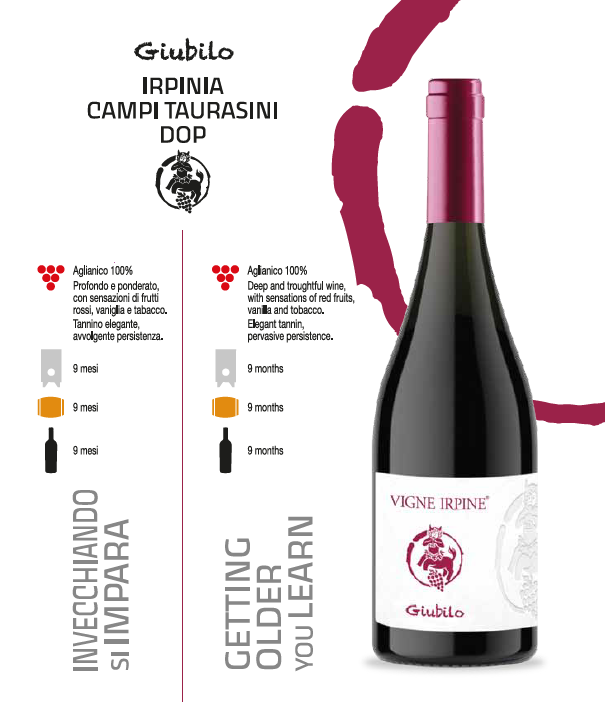 VINO ROSSO - GIUBILO IRPINIA CAMPI TAURASINI DOP - 75CL - VIGNE IRPINE