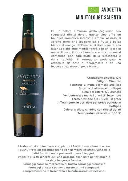 AVOCETTA - MINUTOLO SALENTO BIO IGT - 75CL - TENUTE LU SPADA