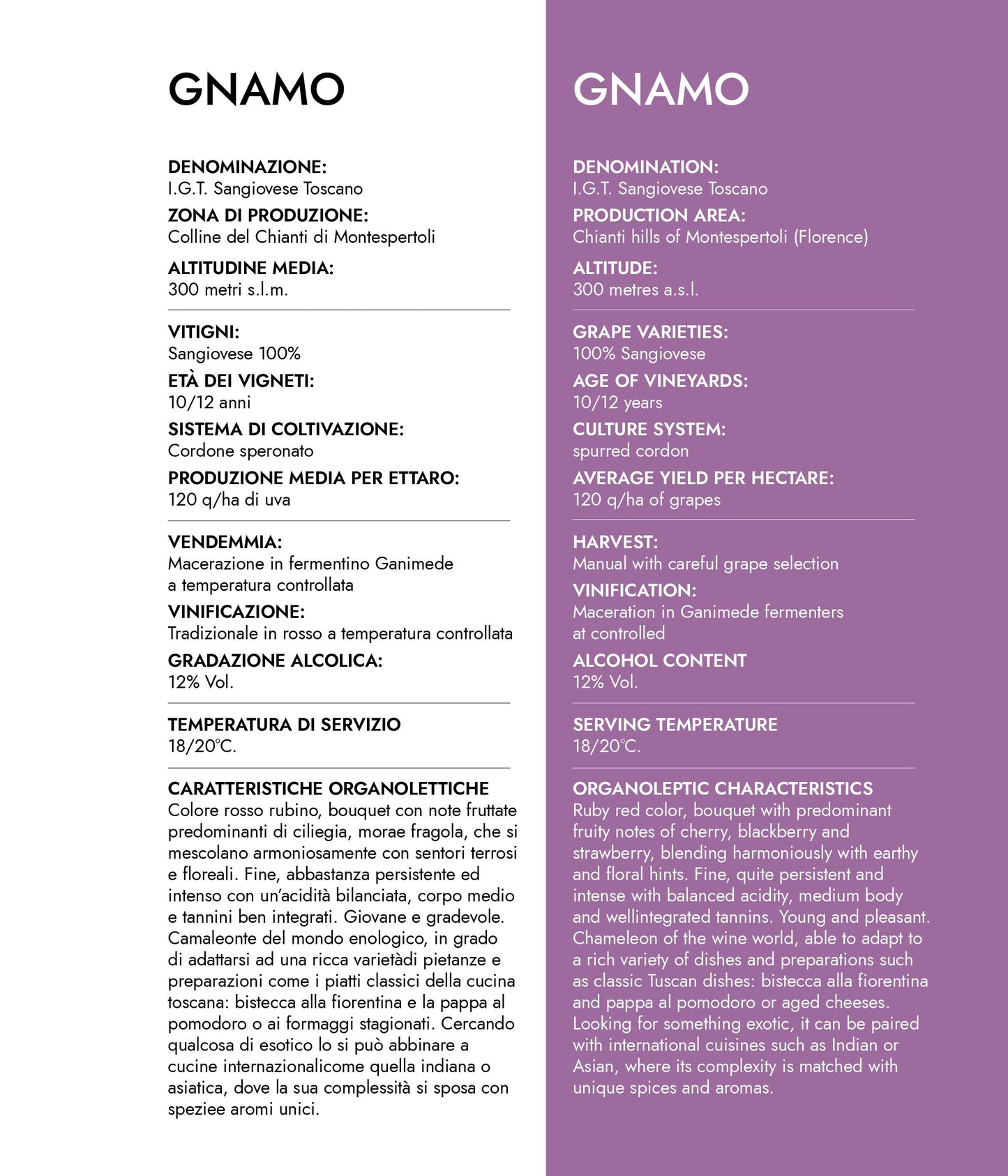 VINO ROSSO GNAMO COLDIBACCO IGT - 75CL - CANTINE CECCONI
