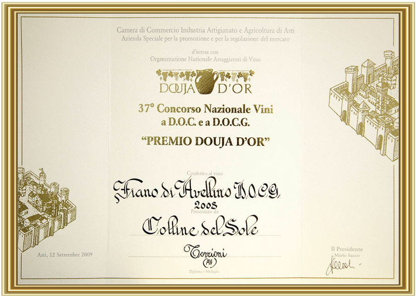 VINO BIANCO FIANO DI AVELLINO DOCG - 75CL - COLLINE DEL SOLE