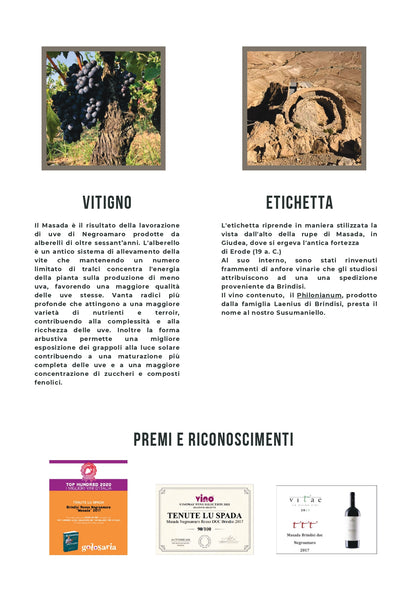 MASADA - NEGROAMARO BRINDISI DOC - 75CL - TENUTE LU SPADA