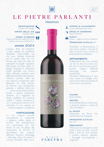 VINO ROSSO PRIMITIVO LE PIETRE PARLANTI - 75CL - MARIA FARETRA