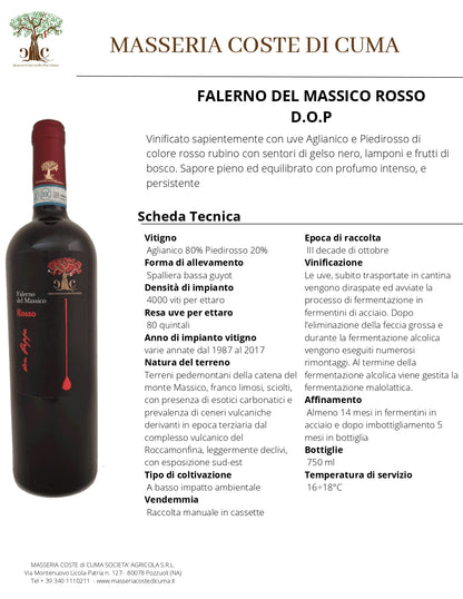 VINO ROSSO FALERNO DEL MASSICO ROSSO D.O.P - 75CL - MASSERIA COSTE DI CUMA