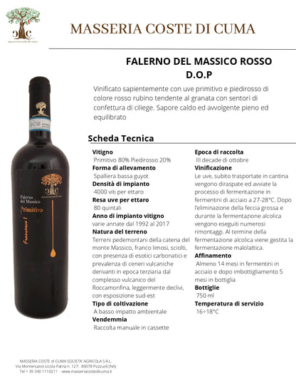 VINO ROSSO FALERNO DEL MASSICO PRIMITIVO ROSSO D.O.P - 75CL - MASSERIA COSTE DI CUMA
