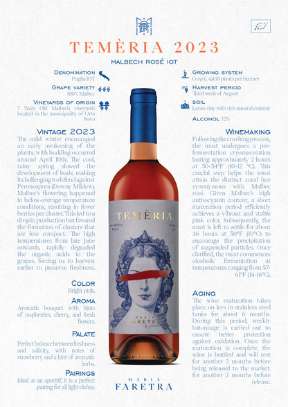 VINO ROSE' MALBECH TEMERIA - 75CL - MARIA FARETRA