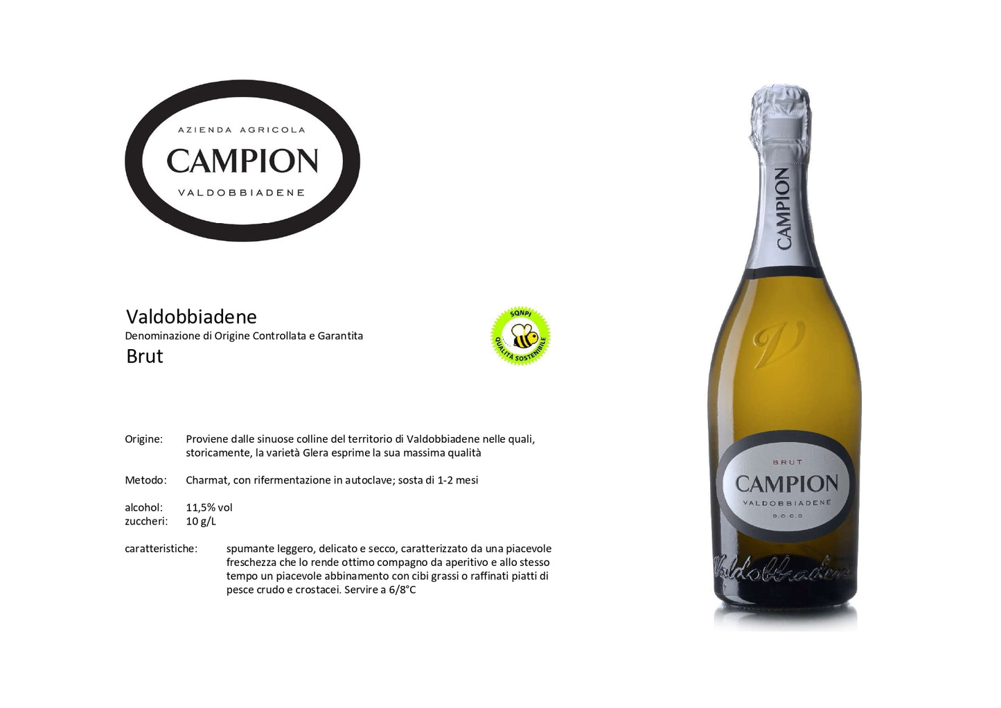 Prosecco Valdobbiadene Brut DOCG - 75CL - CAMPION