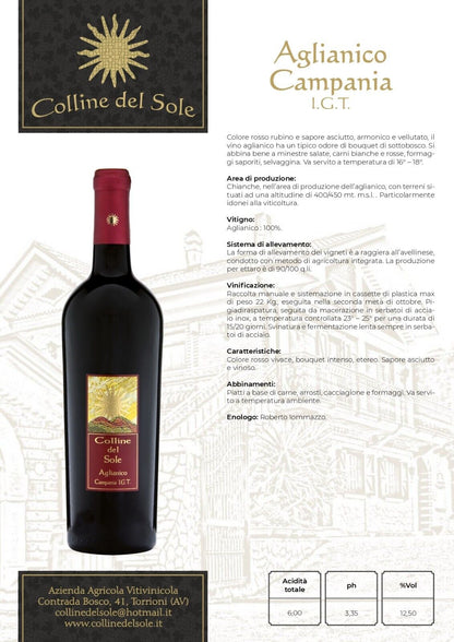 VINO ROSSO AGLIANICO CAMPANIA IGT - 75CL - COLLINE DEL SOLE